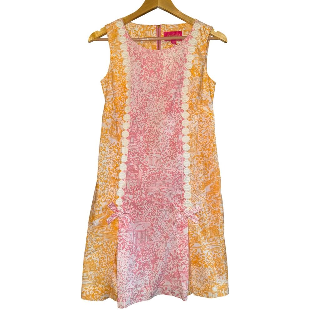 Lilly Pulitzer Jubilee Crochet Shift Dress Sz 2 Colorful Beach Resort Vacation